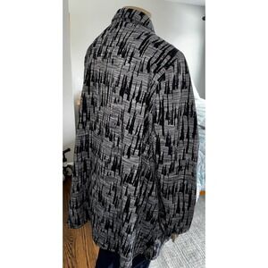 Parsley & Sage Womens Black Gray Abstract Print Button Front Knit Jacket Topper